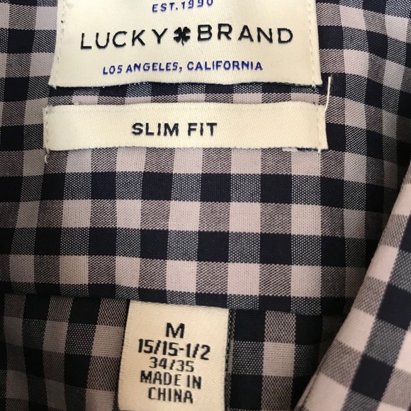 Lucky Brand Button Up Long Sleeve Blue Check M - Picture 3 of 8